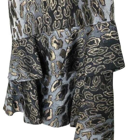 Vince Camuto Animal Print Fit and Flare Dress Size 0 Sleeveless Metallic New - Picture 5 of 11